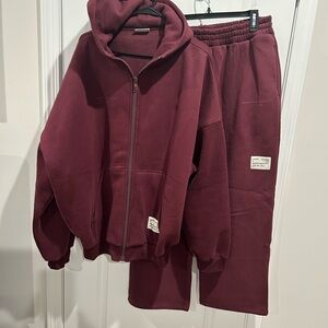 Comfrt Burgundy Hoodie and Sweatpants Set